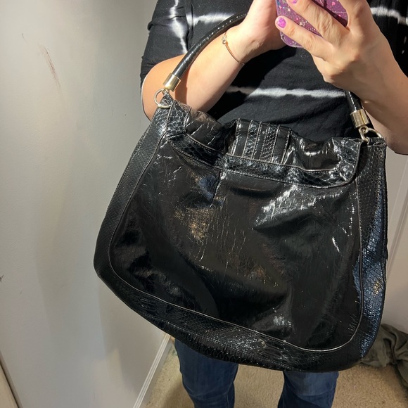 ANNA HINDMARCH FOR TARGET BLACK PAYENT LEATHER BAG PURSE VGUC - Picture 3 of 12